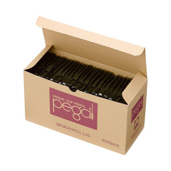 OKAYA　ペグシル2　黒　PEGCIL2-BK　1箱（1000本入）　（直送品）