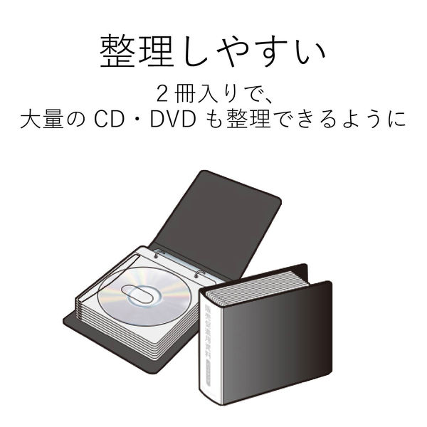 【アスクル】エレコム（ELECOM） DVD・CD不織布ケース専用ファイル（2冊入り） 24枚収納 ブラック CCD-B01WBK 1セット