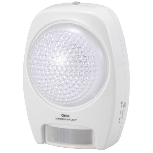 オーム電機 LEDセンサープッシュライト 人感 明暗 白色LED BO-LS20A5（直送品）
