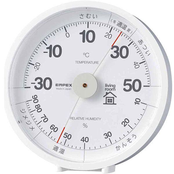 即納】 エンペックス気象計 温度計 湿度計 ホワイト 約 高さ10.6×幅10.6×奥行き2.3cm