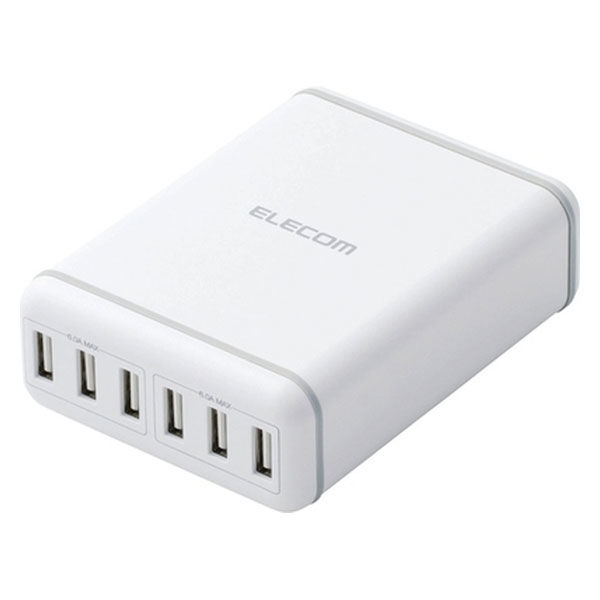 アスクル】スマホ・USB充電器 急速 60W USB-A×6ポート 電源ケーブル1.5m ホワイト MPA-ACD03WH エレコム 1個 通販  ASKUL（公式）