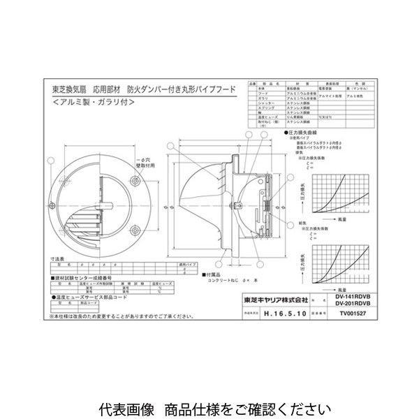 東芝（TOSHIBA） アルミ製FD付パイプフード丸 DV-141RDVB 1台（直送品）
