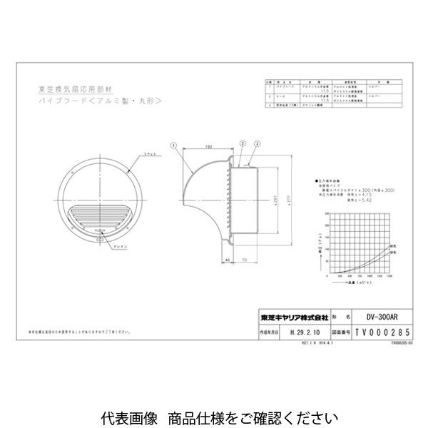アスクル】東芝（TOSHIBA） アルミ製パイプフード 300 DV-300AR 1台 