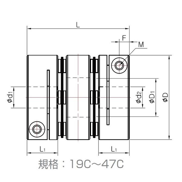 SDシリーズ（SDWS） ダブルディスクタイプカップリング（ステンレススチール本体） クランプタイプ 円筒型 SDWAS-35C-8K3×6K2（直送品）