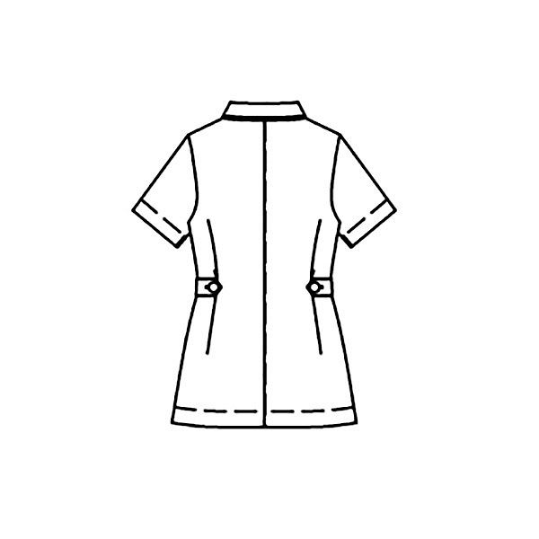 アスクル】KAZEN レディスジャケット半袖 医療白衣 ホワイトxネイビー 