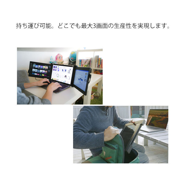 アスクル】JAPANNEXT USB-C接続 2画面モバイルディスプレイ 13.3型 JN