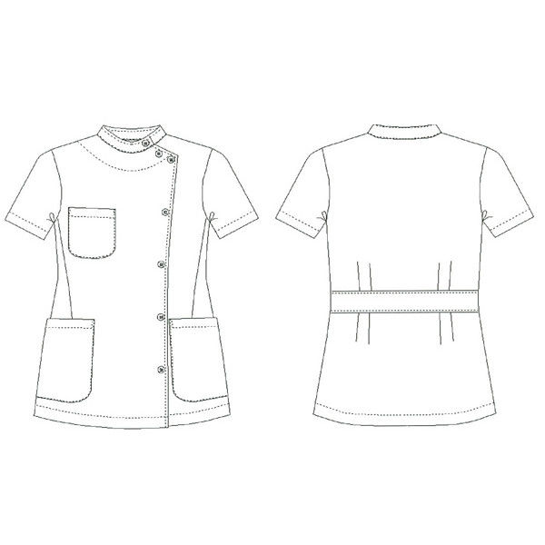 高浜ユニフォーム 女子ケーシー型診察衣 半袖 DZ-1051 ホワイト M 医療白衣 1枚（取寄品）