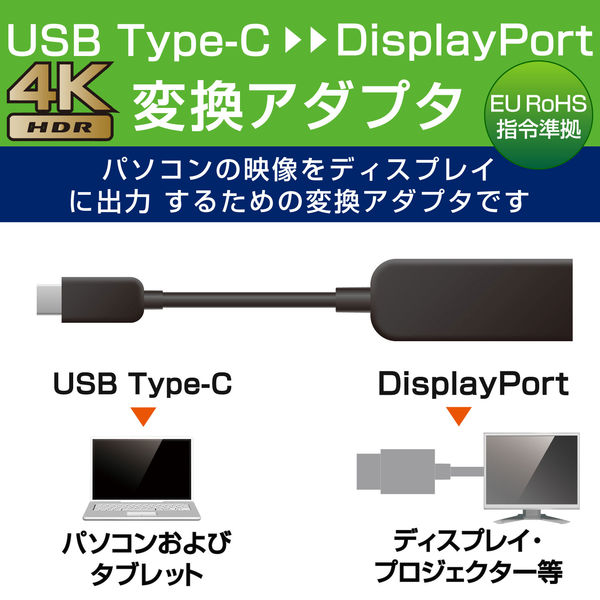 アスクル】 映像変換アダプタ USB Type-C[オス] - DisplayPort[メス 