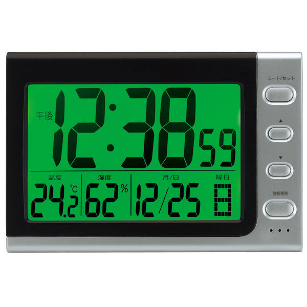 ADESSO（アデッソ）電波時計 置き時計 [電波 アラーム 温湿度 カレンダー] 120×175×50mm NA-816 1個（わけあり品）