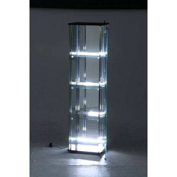 アスクル】不二貿易 ガラスコレクションケース 4段 背面ミラー LED 幅 