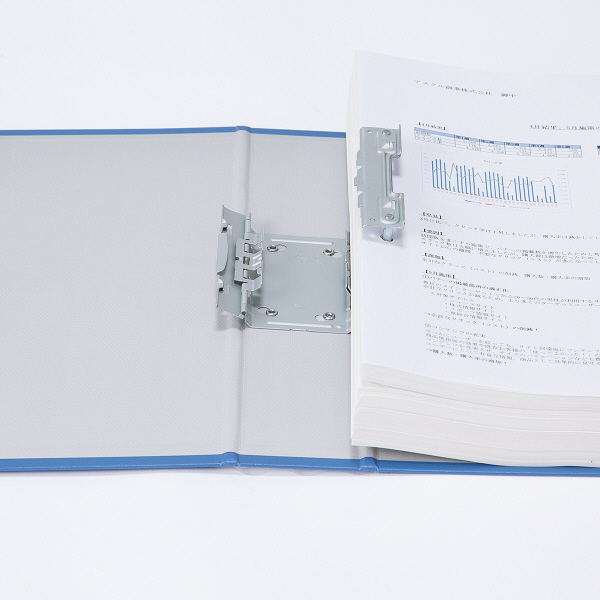 アスクル　パイプ式ファイル　A4タテ　両開き　エコノミータイプ　とじ厚50mm　背幅66mm　10冊　ブルー　青 オリジナル