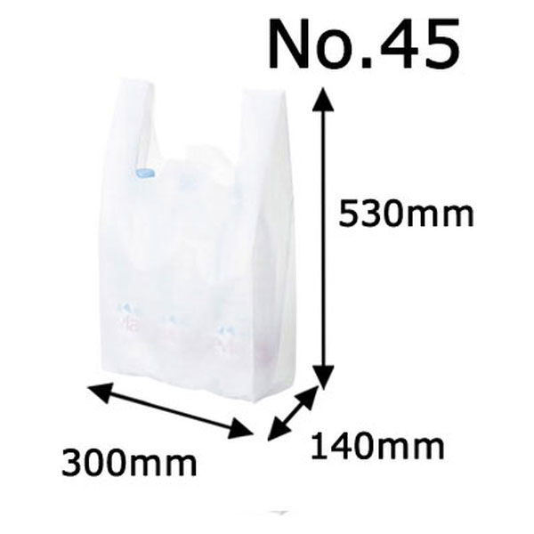 国産レジ袋　乳白　45号　1袋（100枚入）　福助工業 オリジナル
