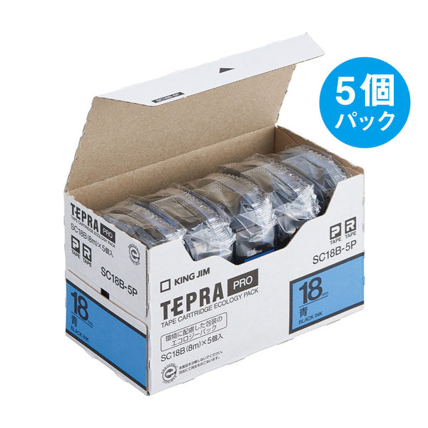 テプラ TEPRA PROテープ スタンダード 幅18mm 青ラベル(黒文字) SC18B