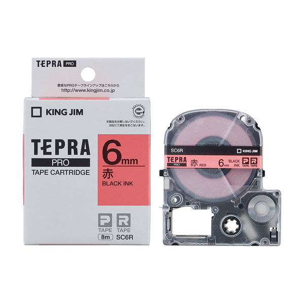 テプラ TEPRA PROテープ スタンダード 幅6mm パステル 赤ラベル(黒文字