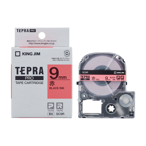 テプラ TEPRA PROテープ スタンダード 幅9mm パステル 赤ラベル(黒文字
