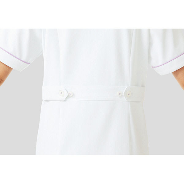 KAZEN レディスジャケット半袖 （ナースジャケット） 医療白衣 ホワイト×パープル 3L 100-29（直送品）