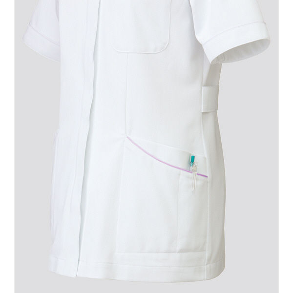 KAZEN ワンピース半袖 （ナースワンピース） 医療白衣 ホワイト×パープル L 020-29（直送品）