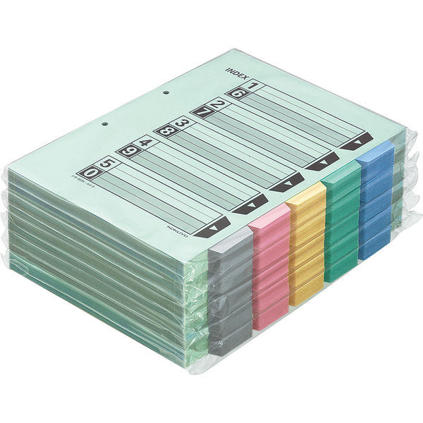 コクヨ　カラー仕切カード（ファイル用）　A4タテ　5山見出し　シキ-140　1箱（100組入）