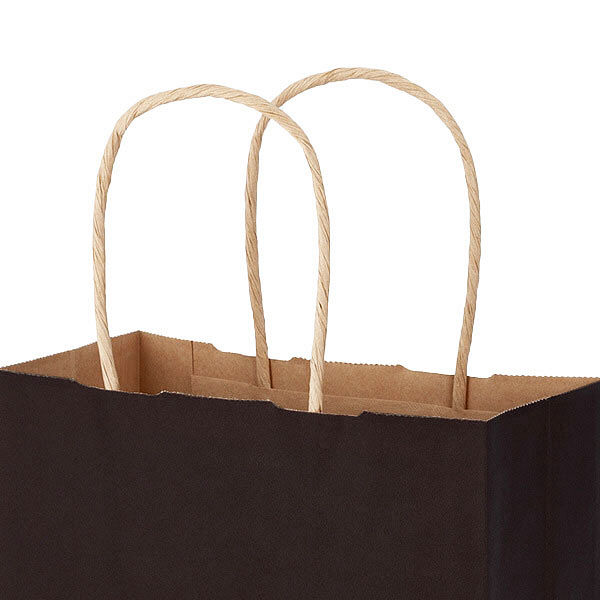 手提げ紙袋　丸紐　ベーシックカラー　こげ茶　S　1袋（50枚入）　スーパーバッグ オリジナル