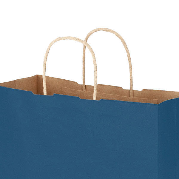 手提げ紙袋　丸紐　ベーシックカラー　青　S　1袋（50枚入）　スーパーバッグ オリジナル