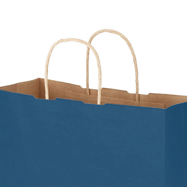 手提げ紙袋　丸紐　ベーシックカラー　青　L　1袋（50枚入）　スーパーバッグ オリジナル