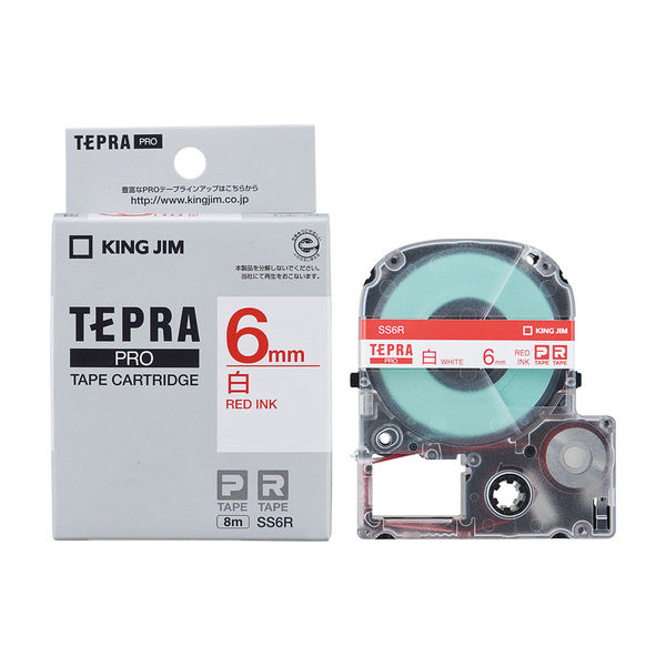 テプラ TEPRA PROテープ スタンダード 幅6mm 白ラベル(赤文字) SS6R 1