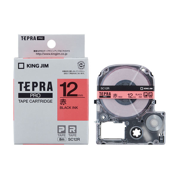 テプラ TEPRA PROテープ スタンダード 幅12mm 赤ラベル(黒文字) SC12R