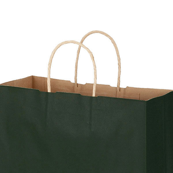 手提げ紙袋　丸紐　ベーシックカラー　深緑　SS　1袋（50枚入）　スーパーバッグ オリジナル