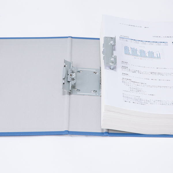 アスクル　パイプ式ファイル両開き　エコノミータイプ　A3ヨコ　とじ厚50mm背幅66mm　ブルー　10冊 オリジナル