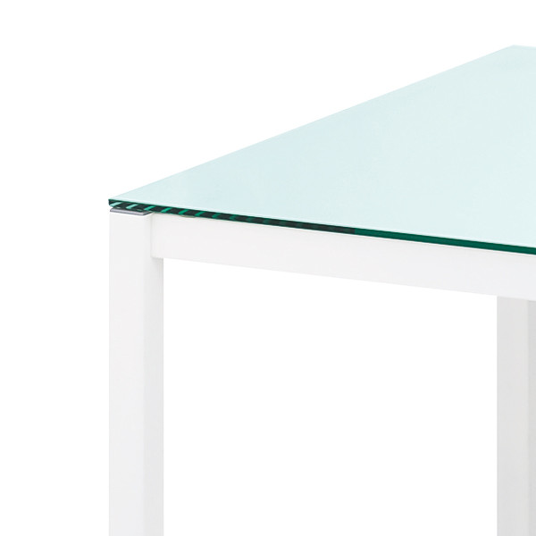【ソロエルアリーナ】 COMO FURNITURE カジュアルガラストップテーブル ホワイト 幅1500×奥行750×高さ700mm 1台（2