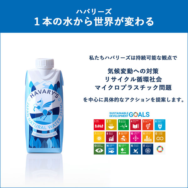 【紙パック】HAVARY'S（ハバリーズ） JAPAN NATURAL WATER 330ml 1セット(24本：12本入×２箱)