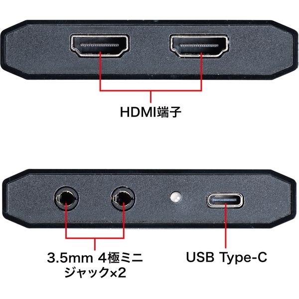 サンワサプライ HDMIキャプチャー（USB3.2 Gen1・4K パススルー出力付き） USB-CVHDUVC3 1個
