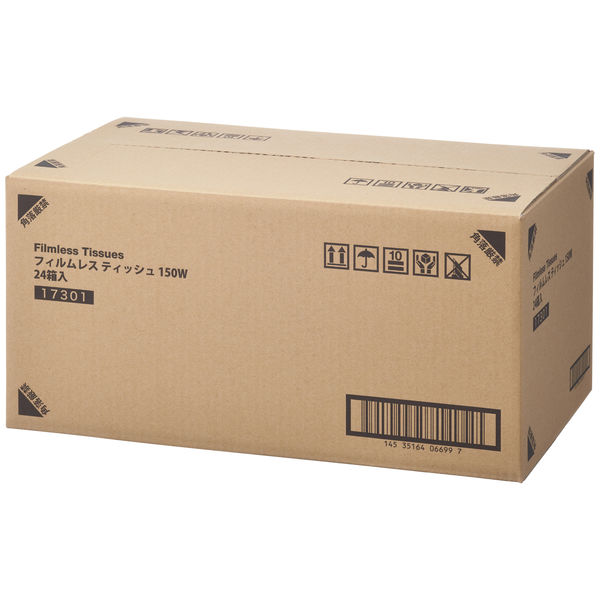 ティッシュペーパー 150組（24箱） フィルムレスティッシュ FSC認証紙 1ケース（24箱入） 王子ネピア×アスクル共同企画 オリジナル
