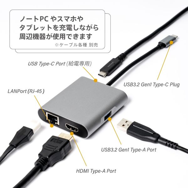 アスクル】ドッキングステーション Type-C接続 LANポート×1 HDMI×1 USB-C（100W）×1 USB-A×1 USBハブ 1個 通販  ASKUL（公式）