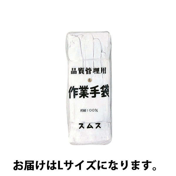 品質管理用スムス手袋　マチ付き　Lサイズ　白　1袋　(12双入)　川西工業