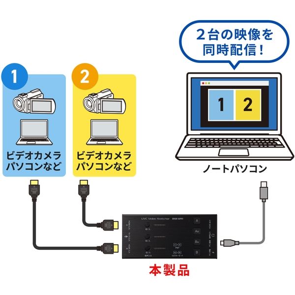 アスクル】サンワサプライ HDMIキャプチャー（2入力・スイッチャー付き ...