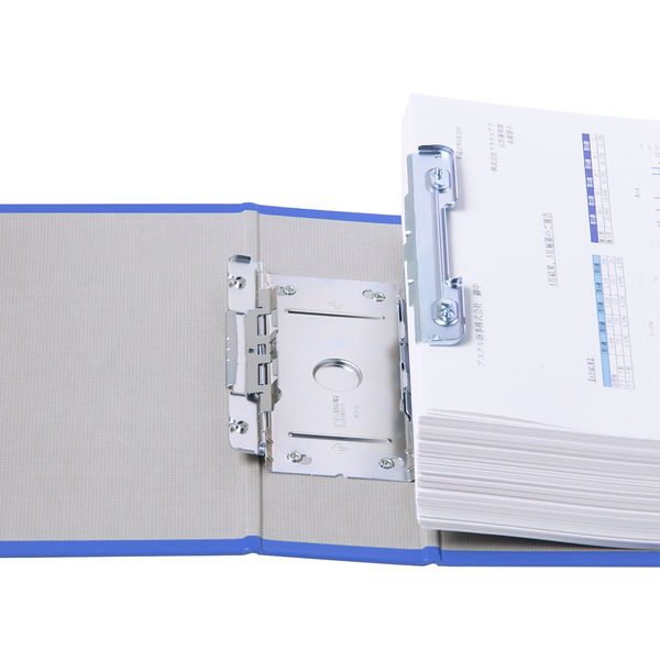 アスクル　パイプ式ファイル 両開き　ベーシックカラースーパー（2穴）A4ヨコ　とじ厚60mm背幅76mm　ブルー　3冊 オリジナル