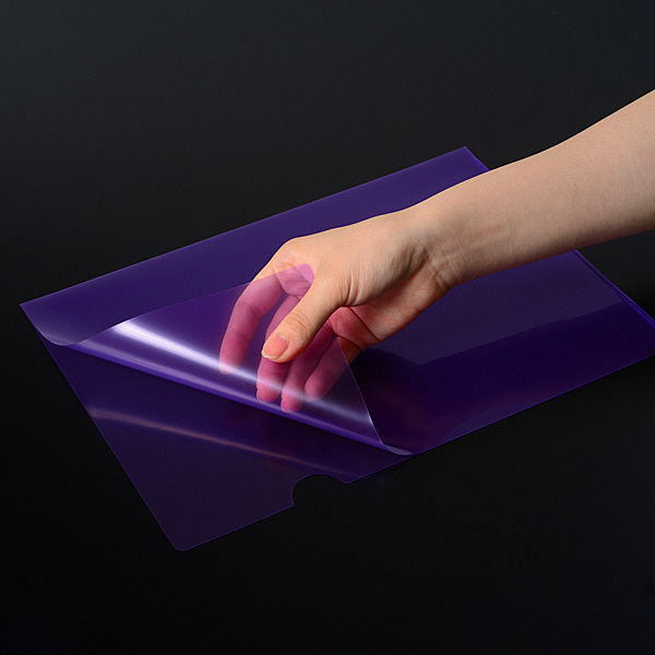 プラス 高透明カラークリアホルダー A4 パープル 紫 1袋(10枚