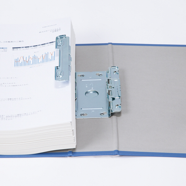 アスクル　パイプ式ファイル　A4タテ　両開き　とじ厚50mm　背幅66mm　3冊　ベーシックカラースーパー　ブルー　青 オリジナル