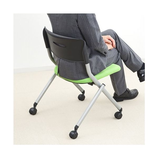 エスコ（esco） 折畳み椅子（キャスター付/グリーン） 1脚 EA956XC-81