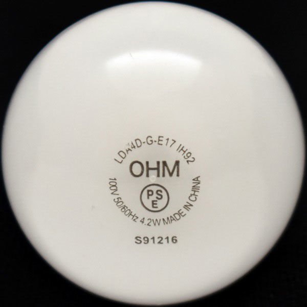 独特の上品 OHM LED電球 PS形 E17 40形相当 広配光 昼光色 LDA4D-G-E17 IS51