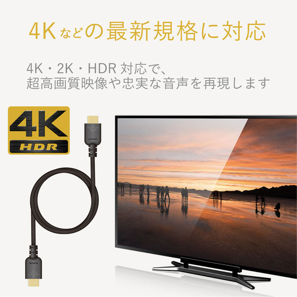 アスクル】HDMIケーブル 3ｍ 4K/Ultra HD対応PremiumHDMIケーブル スタンダード ブラック DH-HDPS14E30BK  エレコム 1本 通販 ASKUL（公式）