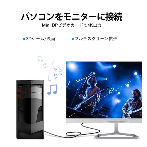 VENTION Mini DP to DPケーブル 4K対応 2m Black(HA-3158) 取り寄せ商品