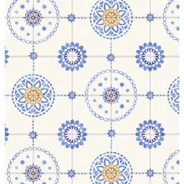 クーポン対象外】 明和グラビア 貼ってはがせる床用 リノベシート ブルー モロッコタイル 90cm×180cm REN-04