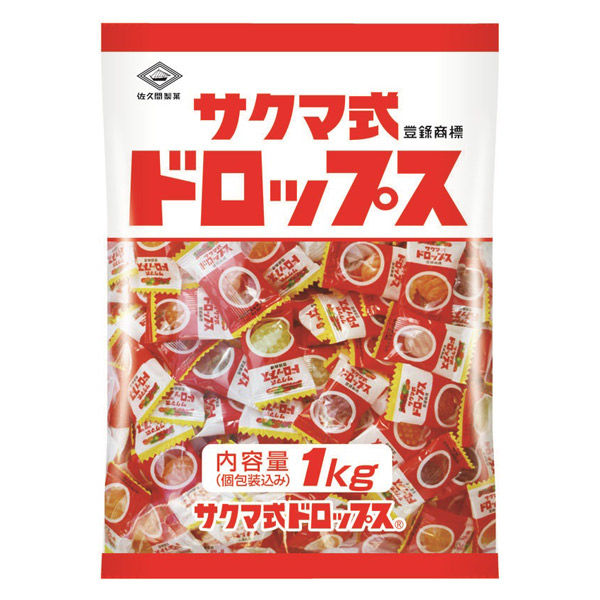 佐久間製菓 サクマ式ドロップ 1袋（1kg：約310粒入）
