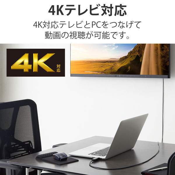 アスクル】Type-C映像変換ケーブル HDMI 4K/2K対応 映像出力 RoHS ブラック 3m CAC-CHDMI30BK エレコム 1個 通販  ASKUL（公式）