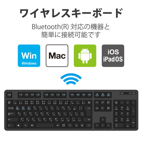 キーボード ワイヤレス Bluetooth5.0 フルキーボード スタンド タブレット ブラック TK-FBM112BK エレコム 1個