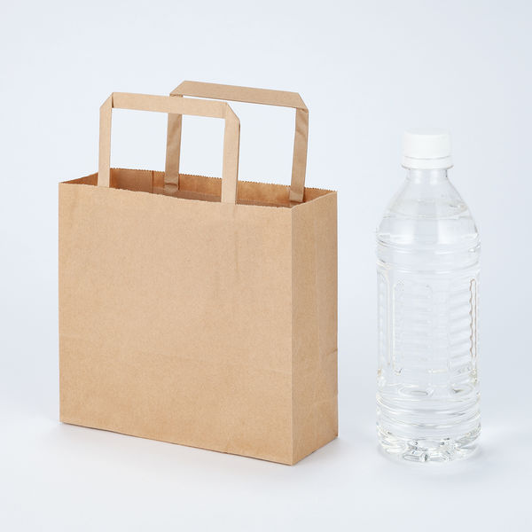 平紐クラフト紙手提袋薄型エコノミー 180×165×60 茶 1箱（300枚：50枚×6袋） オリジナル