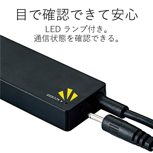 アスクル】USBハブ 2.0 4ポート セルフパワー バスパワー ケーブル長1.5m ACアダプタ ブラック U2H-AN4SBK エレコム 1個  通販 ASKUL（公式）