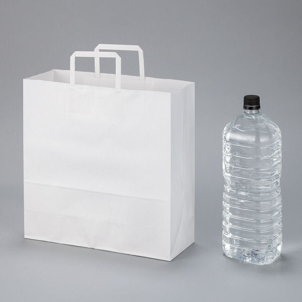 平紐クラフト紙手提袋薄型エコノミー320×320×115 白 1袋（50枚入） オリジナル